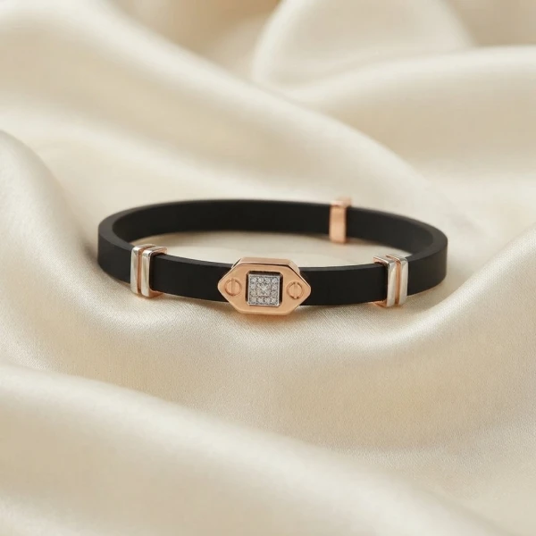 Men’s Gold Finish Black Kada Bracelet