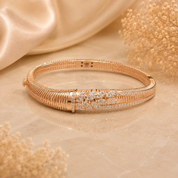 Rose Gold CZ Designer Women’s Bangle