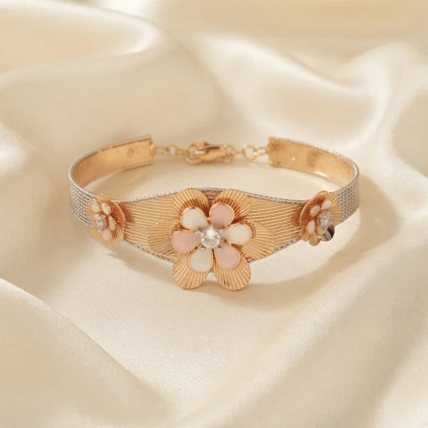 Elegant Gold Floral Designer Bracelet