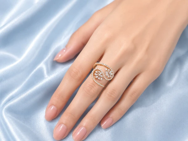 Swirling Floral Diamond Statement Ring