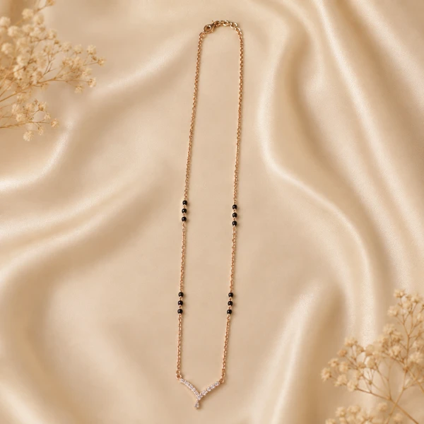 Elegant Gold Women’s Mangalsutra with V-Shaped Pendant