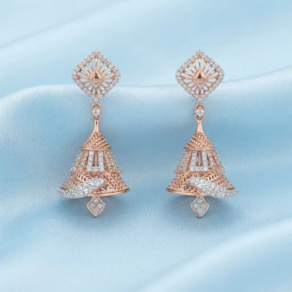 Elegant Rose Gold Finish Drop Earrings