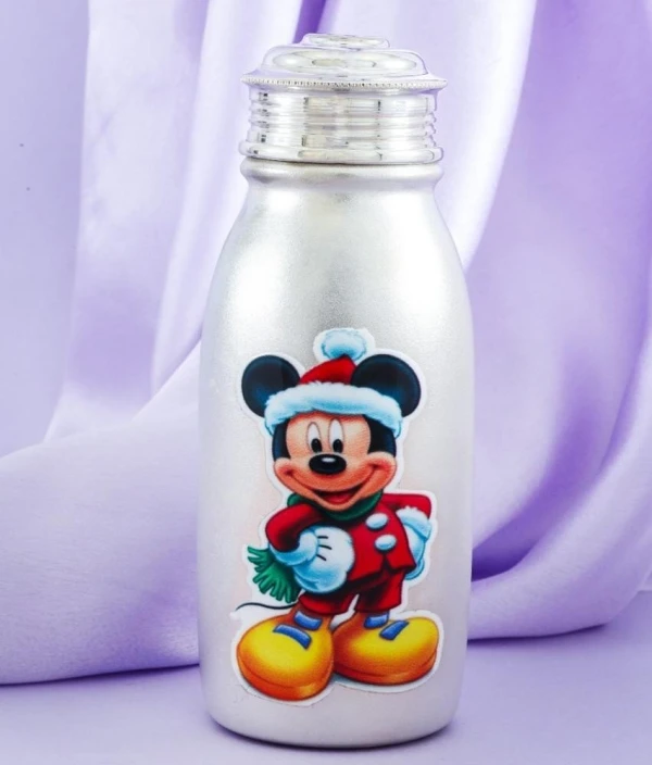 Festive Mickey Mouse Silver Water Bottle