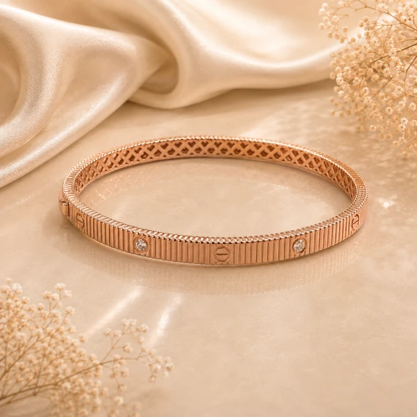 Rose Gold Women’s Designer Bangle with Crystal Accents