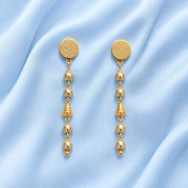 Textured Gold-Tone Beaded Drop Earrings