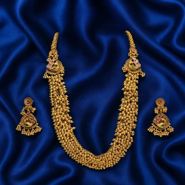 Oxidized Silver Temple Necklace Set