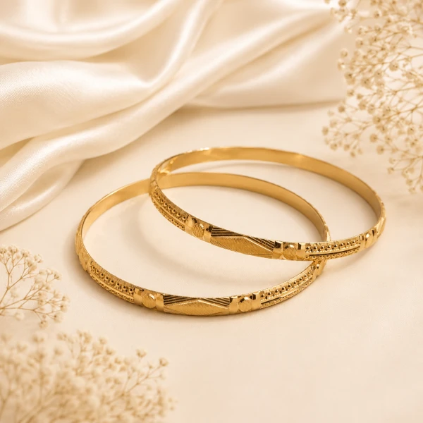 Elegant Gold Women’s Textured Designer Bangle Set