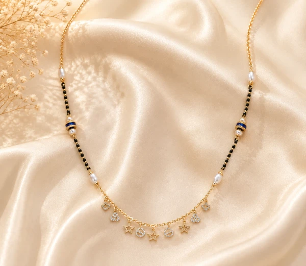 Elegant Gold Mangalsutra for Women with Pearl & Charm Detailing