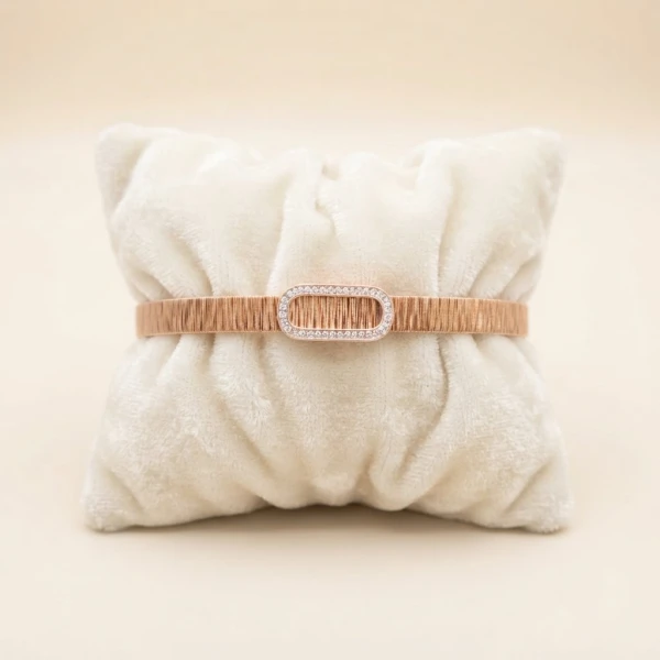 Silver Oval Pavé Frame Cord Bracelet