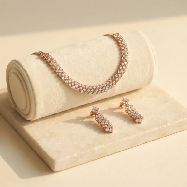 Dazzling Diamond Choker and Drop Earring Set