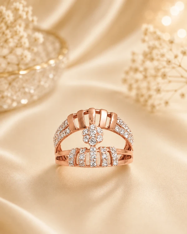 Rose Gold Women’s Floral Statement Ring