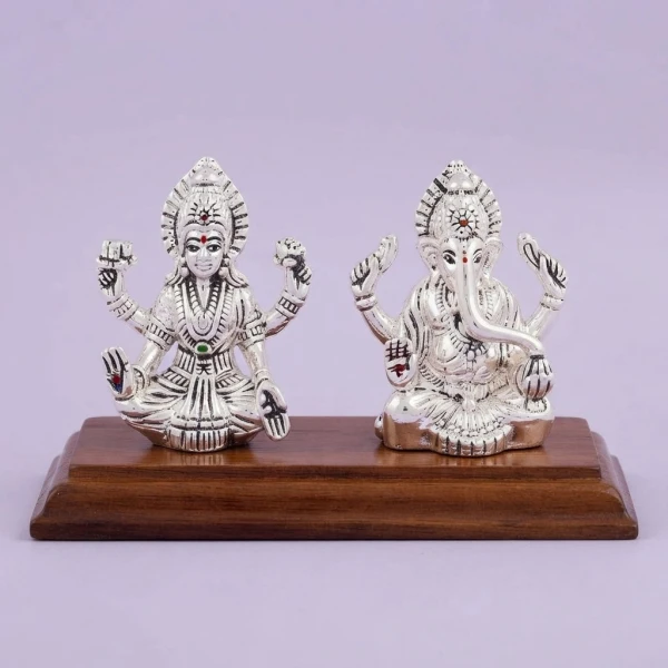 Divine Silver Lakshmi Ganesha Idol Set