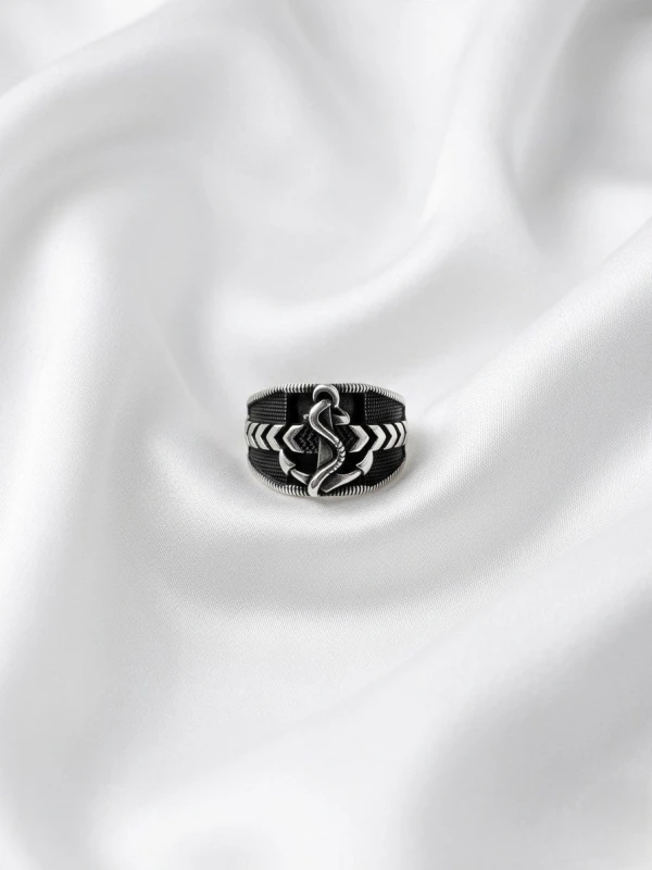 Nautical Anchor Silver Men's Ring