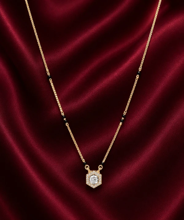 Gold Women’s Hexagon Pendant Mangalsutra