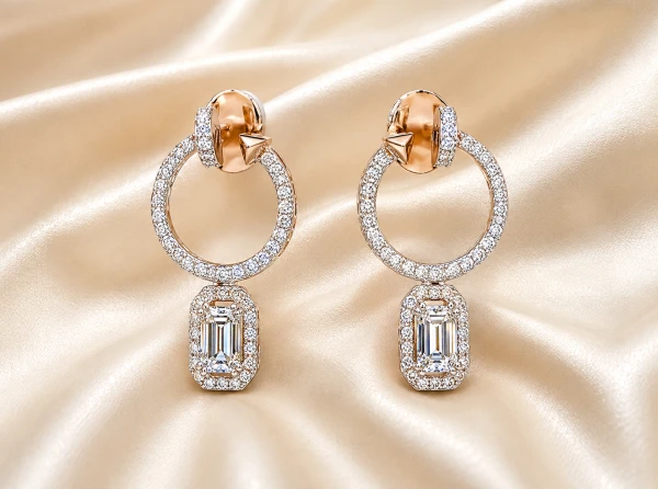 Elegant Diamond Hoop Drop Earrings for Women