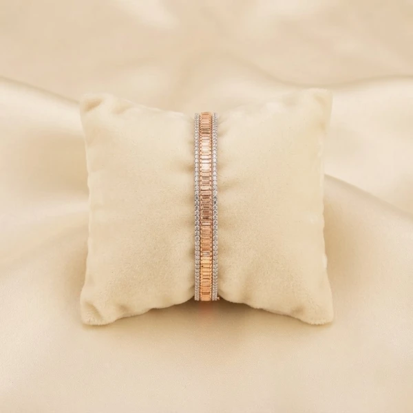 Silver Baguette and Pavé Diamond Bangle