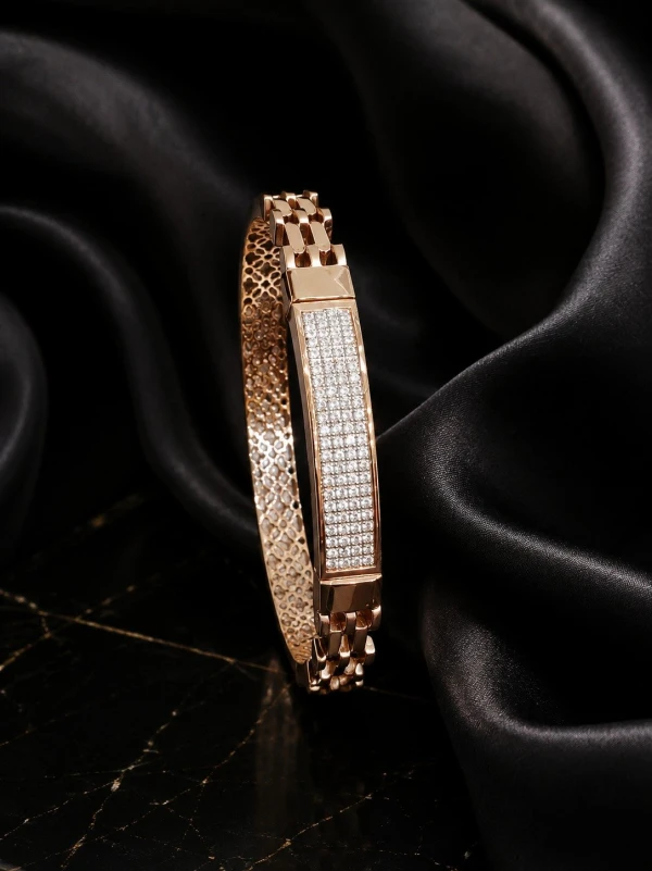 Men’s Rose Gold Crystal Link Bracelet