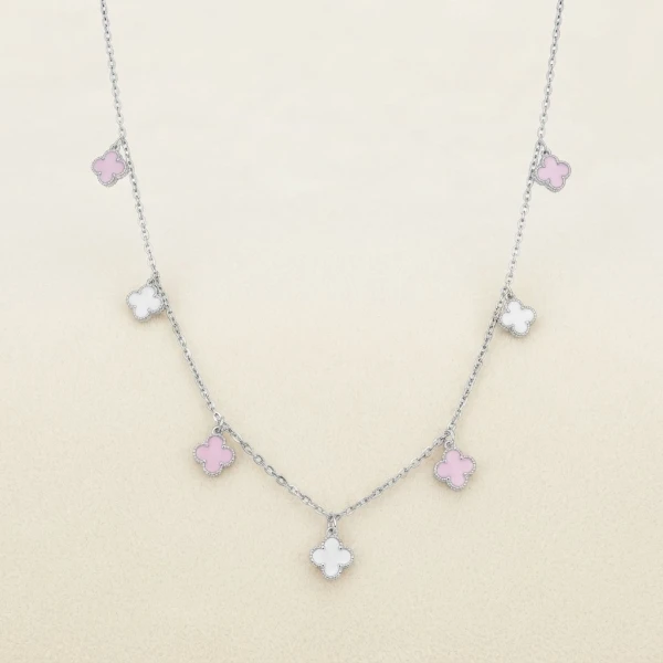 Silver and Enamel Clover Charm Necklace