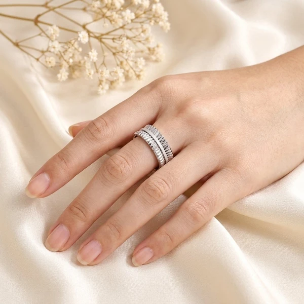 Geometric Faceted 925 Sterling Silver Band Ring
