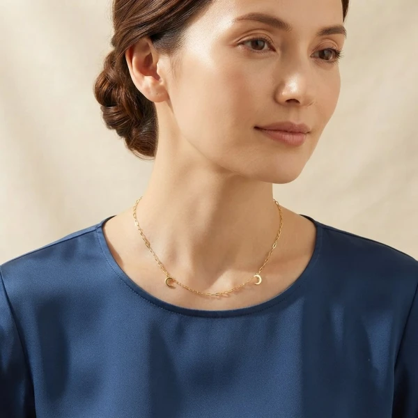 Dainty Gold Crescent Moon Chain Necklace