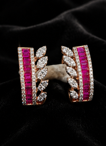 Diamond & Ruby Women’s Elegant Statement Earrings