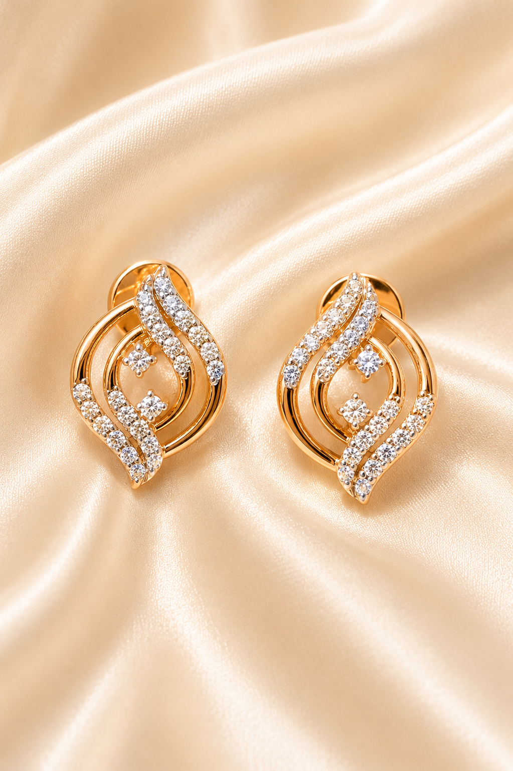 Diamond Women’s Elegant Gold-Tone Statement Earrings