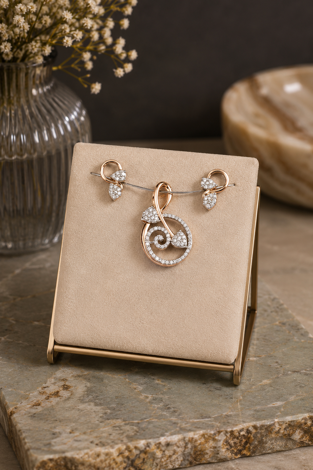Aura Diamond Gemstone Pendant Set