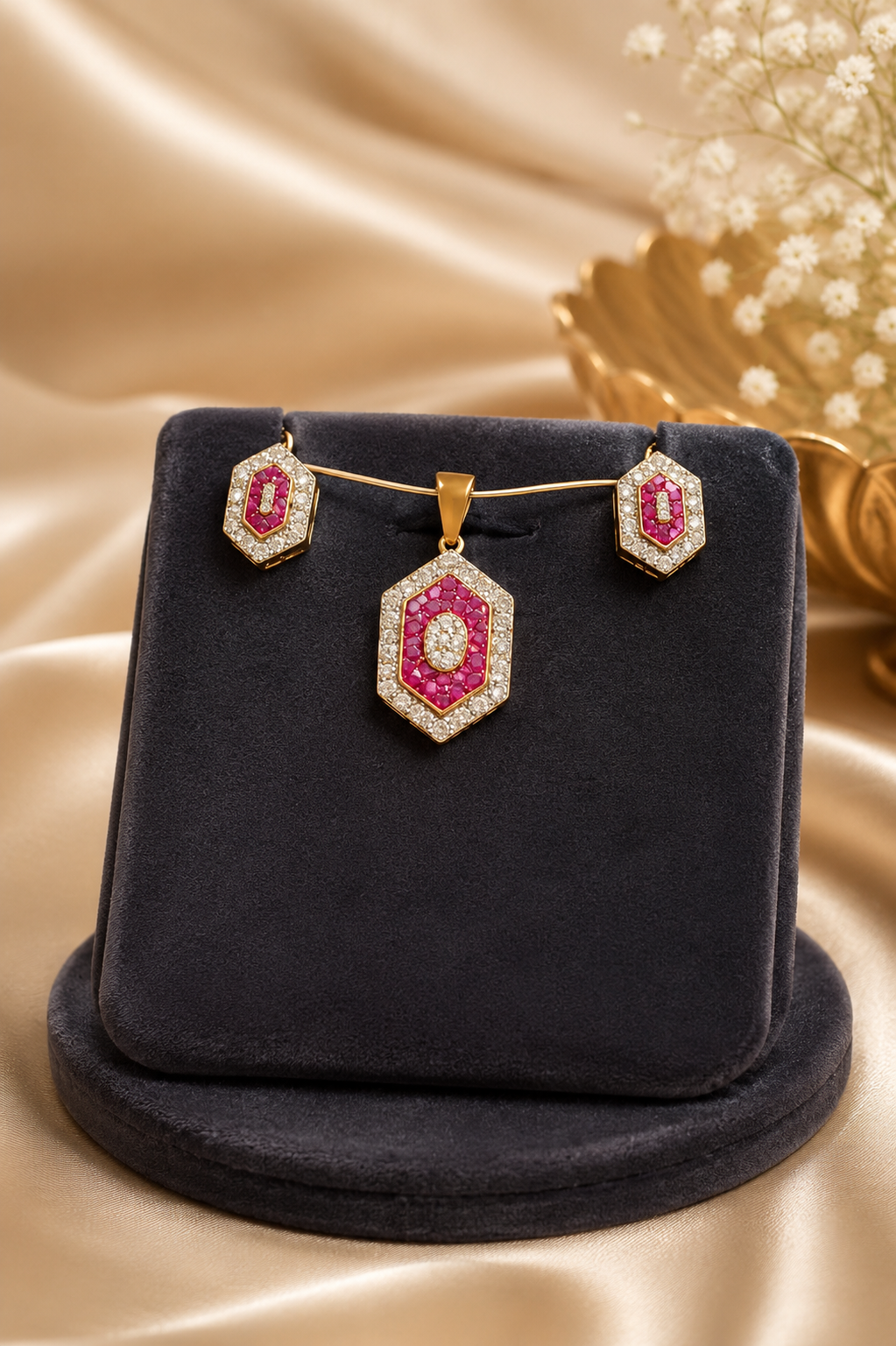 Lustrous Diamond Medallion Set
