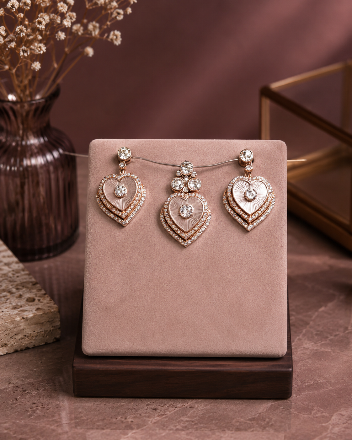 Noble Diamond Oval Pendant Set