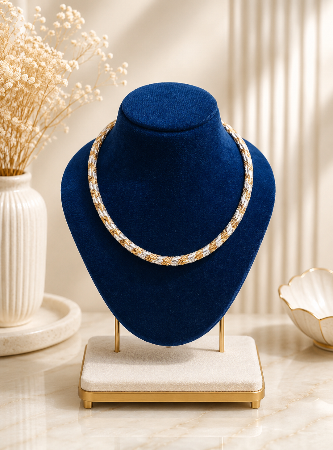 Opulent Gold Woven Braided Mesh Collar