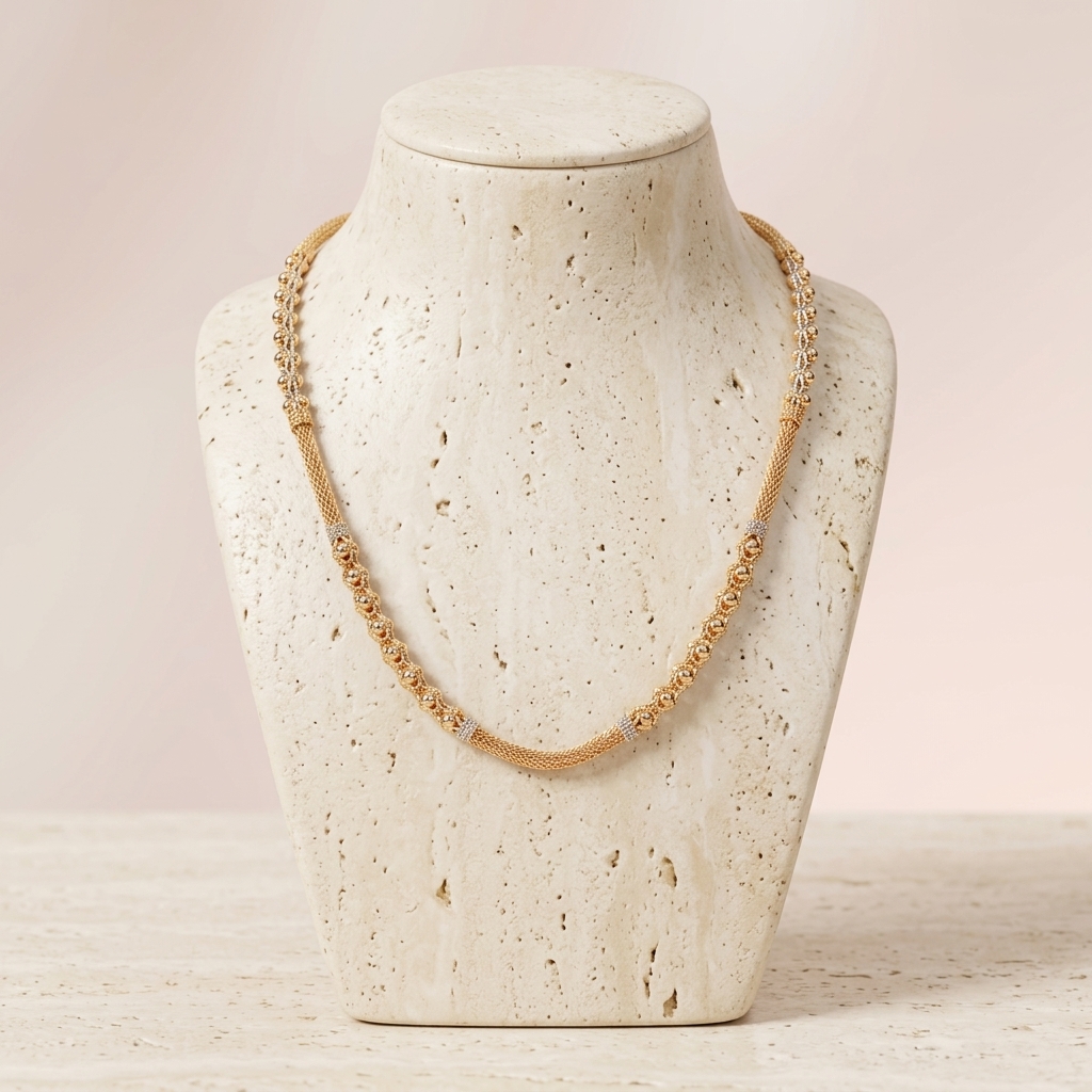 Opulent Woven Mesh and Sphere Bead Chain