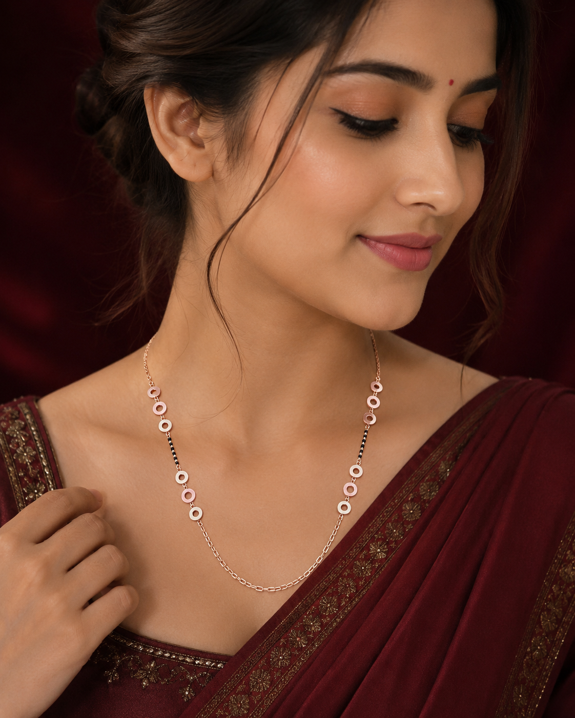 Elegant Gold Women’s Mangalsutra with Circular Motifs Gallery View