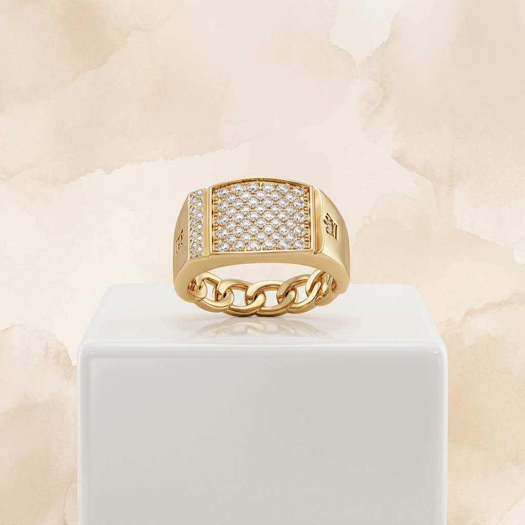 Glimmering Gold Halo Ring