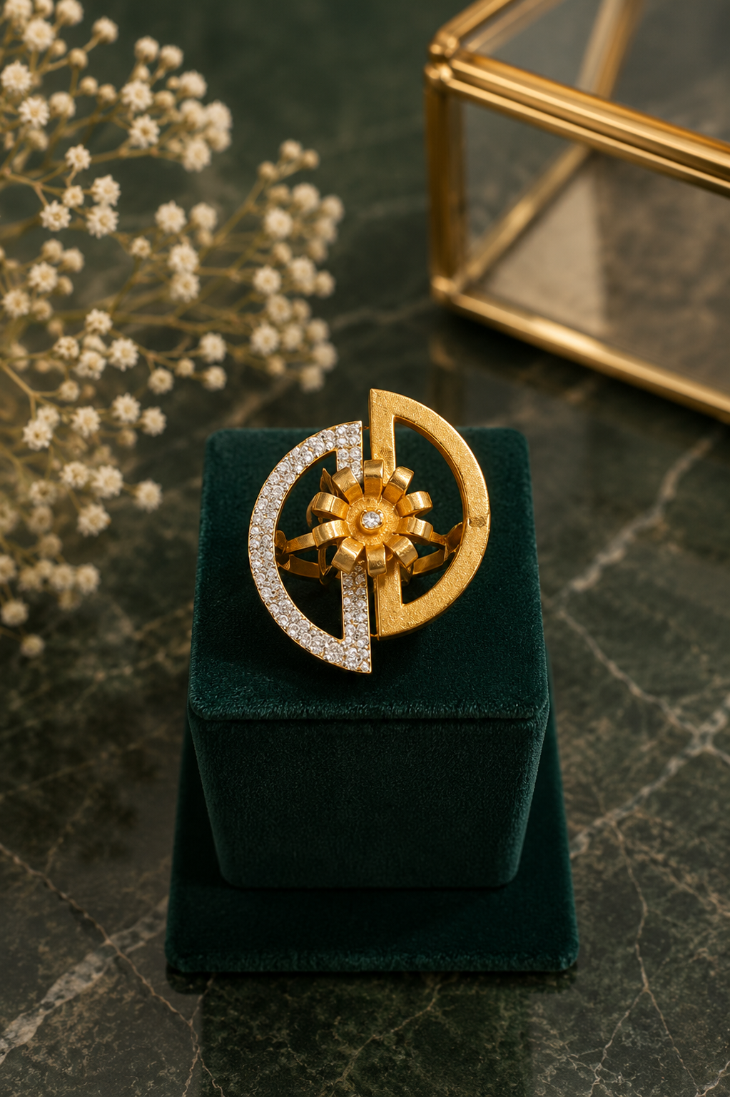 Lustrous Gold Halo Ring