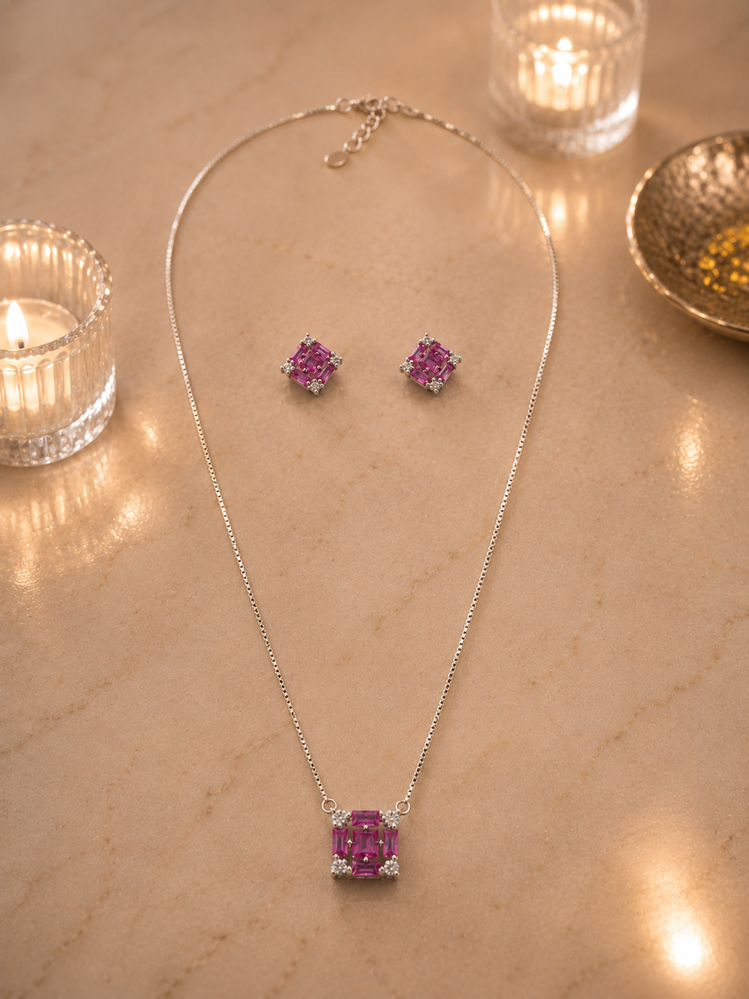 Starlight Silver Antique Pendant Set