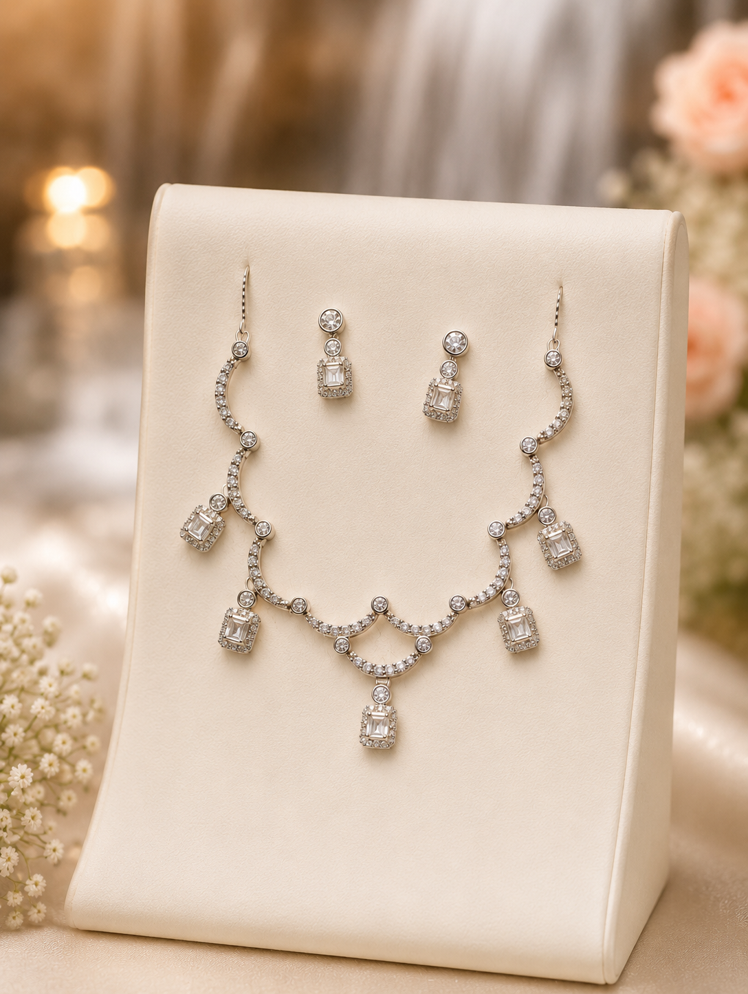 Velvet Silver Choker Set